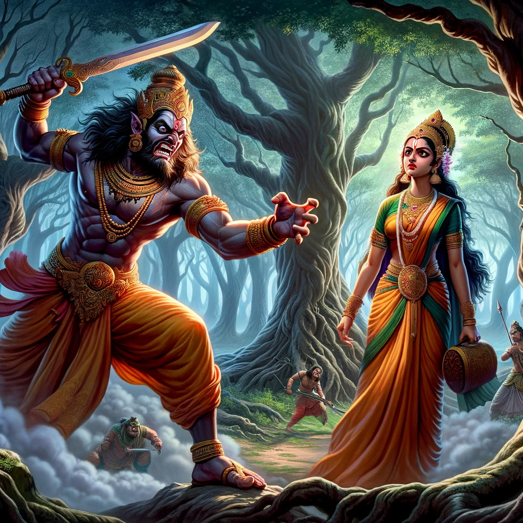 Ravana Attempts to Kill Sita